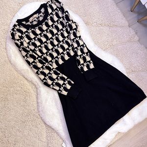 Orla Kiely Navy Fox Knit Long Sleeve Sweater Dress 4